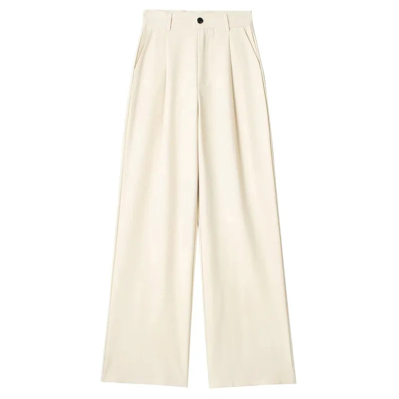 HXAO Women's Formal Pants Office Wear Women Striped Grey Black Pants Woman High Waist Baggy Suit Pants Casual Wide Leg Trousers